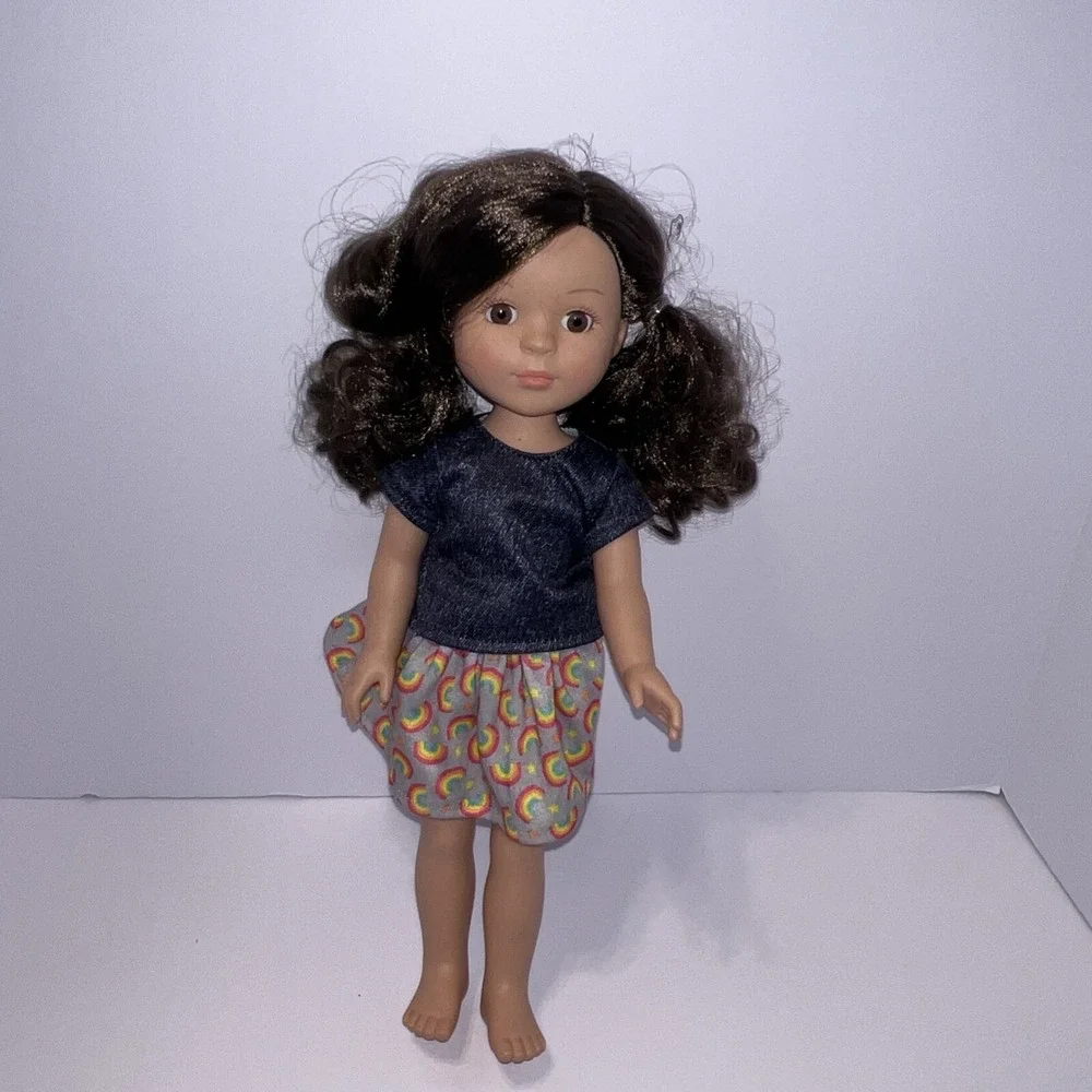 CITITOY 2016 Brown Hair Brown Eyes Vinyl 15 Inch Doll w Shirt And Skirt